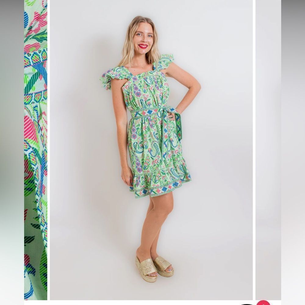 Salโ Rosa greenโfloral dress small